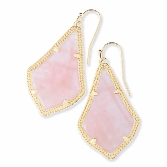 Retired Kendra Scott Alex Gold dangle earrings in Rose Quartz - Picture 1 of 16